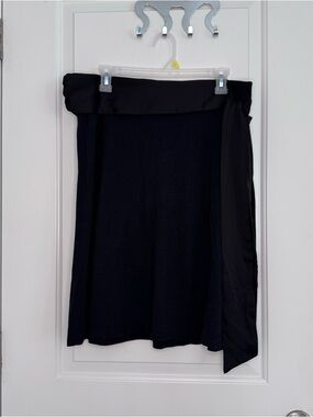 Gap Knee Length Cotton Skirt, Black Cotton Mix With Sash At Side Floaty Romantic